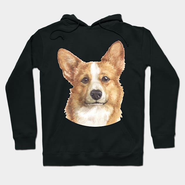 Pembroke Welsh Corgi Watercolor Art Hoodie by doglovershirts